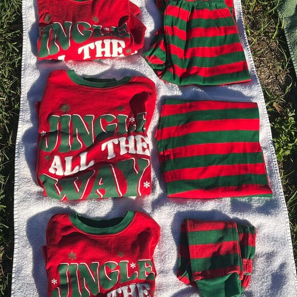 Carters 3 sets of pajama's!  'Jingle all the way' Adult, Child, and size 6 - Picture 2 of 15